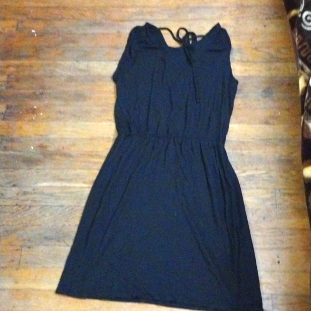 Loft Black Tank Mini Dress Vee's in the Back and Ties Size XS Like New